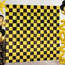 Graduation Foil Fringe Curtain Party Decoration, 2 Pack 3.3x6.6 Ft Black and ...