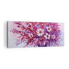 Quadro su Tela 120x50cm Impasto Fiori Rosa Stampe Immagini Quadri Moderni Murale