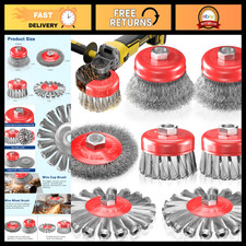 7 PCS Wire Wheel Brush Set for 4-1/2" Angle Grinder - Heavy Duty Rust & Paint Re