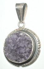 Lovely Vintage Charles Albert Fine Sterling & Amethyst Cluster Crystal Pendant