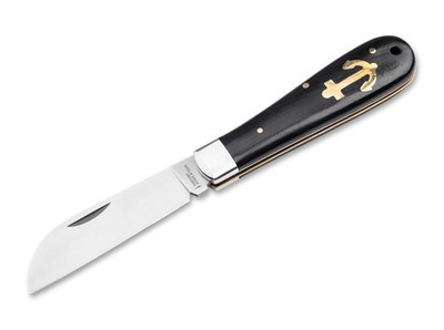 HISTORY KNIFE & TOOL Anchor Folding Sailor's Knife 4116 Blade Ebony Wood 01HY003