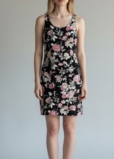 Mink Pink Dress Black Pink floral cotton lined - Size Xs (001)