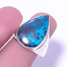 Azurite - Utah 925 Sterling Silver Handmade Solitaire Ring s.9 R7711-1 A352