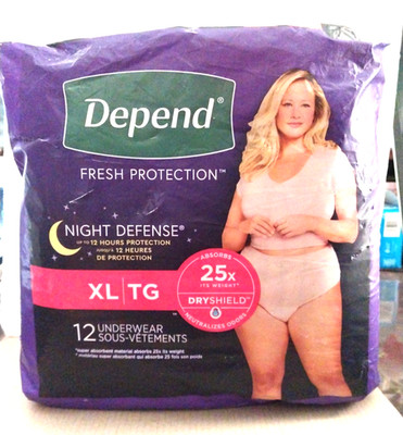 Depend Night Defense Underwear XL Absorbs 25x It's Weight Dryshield 12ct