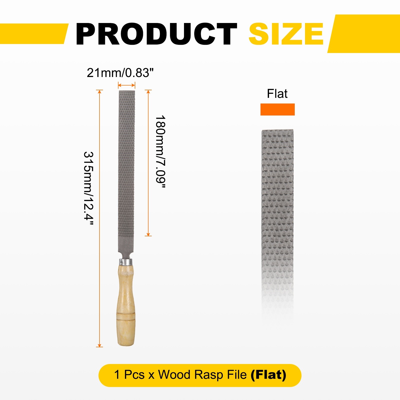 Wood Rasp File 8" Steel Flat Rasp File with Wooden Handle