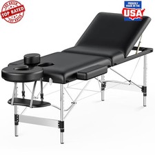 Portable Massage Table 3 Sections Reclining Bed w/Bag Lash Spa Salon Massage Bed
