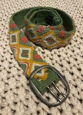 JENNY KRAUSS M Handwoven Boho Aztec Southwest Green Belt Made in Peru 100 Wool