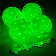 LED Light up Pickleball Ball, Glow in The Dark PickleBalls Balls, 4 Green