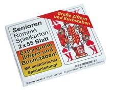 72 Decks  Senioren Rommekarten Rommé 72 Pack mit je 55 Blatt, grosse Ziffern