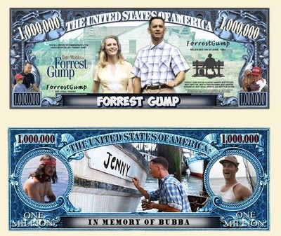 Forrest Gump Billet Million Dollar US! Tom Hanks Robert Zemeckis Film Oscar Lauf
