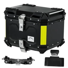 Motorcycle Top Case Aluminum Motorcycle Trunk, Tail Box Bag with 45L Black-45L