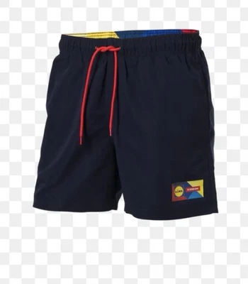 LIDL Trek Novelty Swim Shorts Rare Men's Blue Navy Logo Print Swim Size L - Photo 1/4
