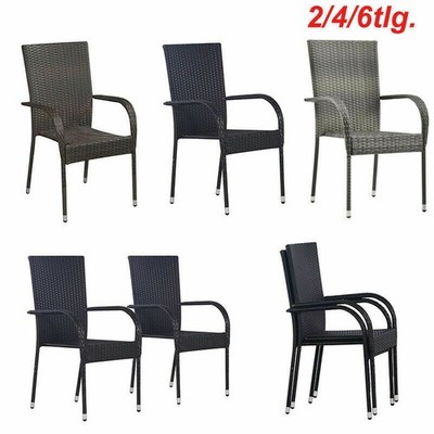 2/4/6pcs Stapelstuhl Sessel Gartenstuhl Bistrostuhl Polyrattan Gartenmöbel Neu