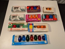 9x Vintage C7 1/2 Holiday Lightbulb Mixed Boxes, 35 Bulbs Total - All Shown