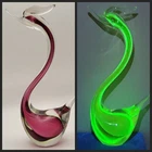 Murano Uranium Glass Sommerso 11.75" Large Swan Figurine