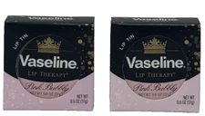 Vaseline Lip Therapy Pink Bubbly, Limited Edition Lip Balm Tin, 0.6 oz Pack of 2