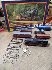 Vtg HO Scale PIKO BR95 Locomotive Freight Train Set 5 Cars Germany w/Box Works
