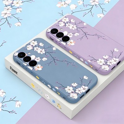 Silikon Handyhülle mit Blumen für Samsung A36 A35 A56 A55 A54 A17 A16 S26 Hülle
