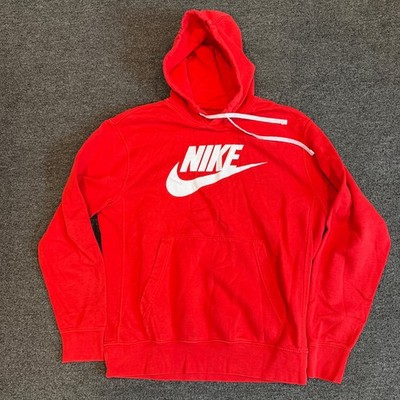 Nike Club Fleece Pullover Hoodie Red White Swoosh Logo BV2973 657 Mens M