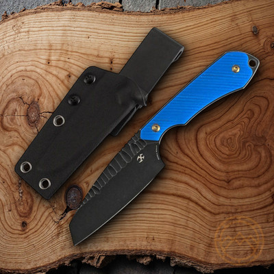 Kansept Knives Valk Fixed Knife 3'' BlackWash Nitro V Steel Blade Blue G10 Handle