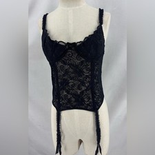 Victoria  s Secret Gold Label Black Lace Corset Bustier 36B Vintage Lingerie