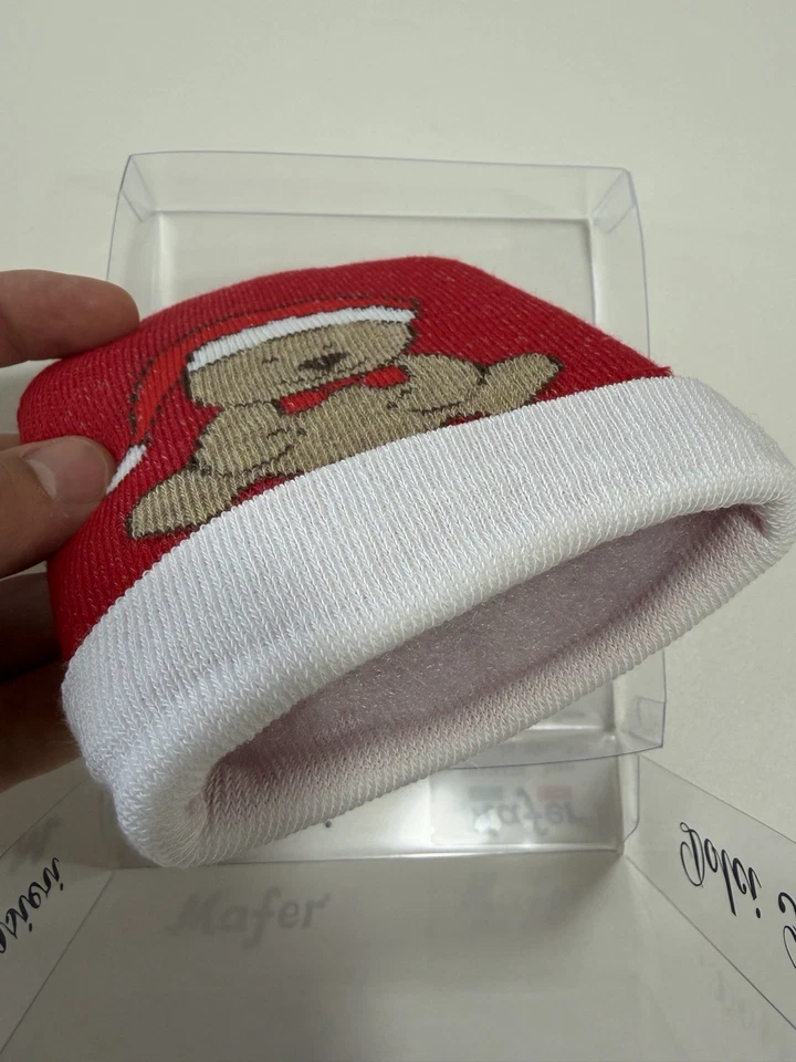Cappellino Natale neonato Mafer 0-3 mesi rosso con orsetto nuovo con confezione - Immagine 4 di 4