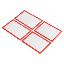 A6 3.9x5.9 Inch Magnetic Sign Holder, 4 Pack Display Frame for Office, Red