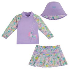 NWT UV Skinz Girl s 3-piece Swim Set UPF 50 Purple Unicorn Size 2T