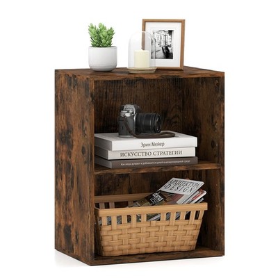 2-Cube Bookcase w/ 5-Position Adjustable Shelf, Anti-Toppling Kits for Study