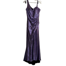 CINDERELLA DIVINE CD188 Metallic Purple One Shoulder Gown M Prom Formal Slit