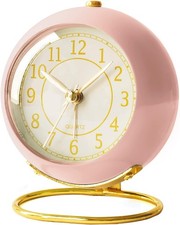 Peakeep Small Battery Operated Analog Travel Alarm Clock Silent No Ticking, Ligh