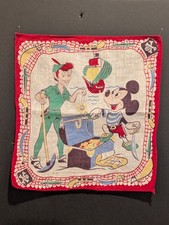 Vintage 1950's Walt Disney Handkerchief Mickey Mouse and Peter Pan