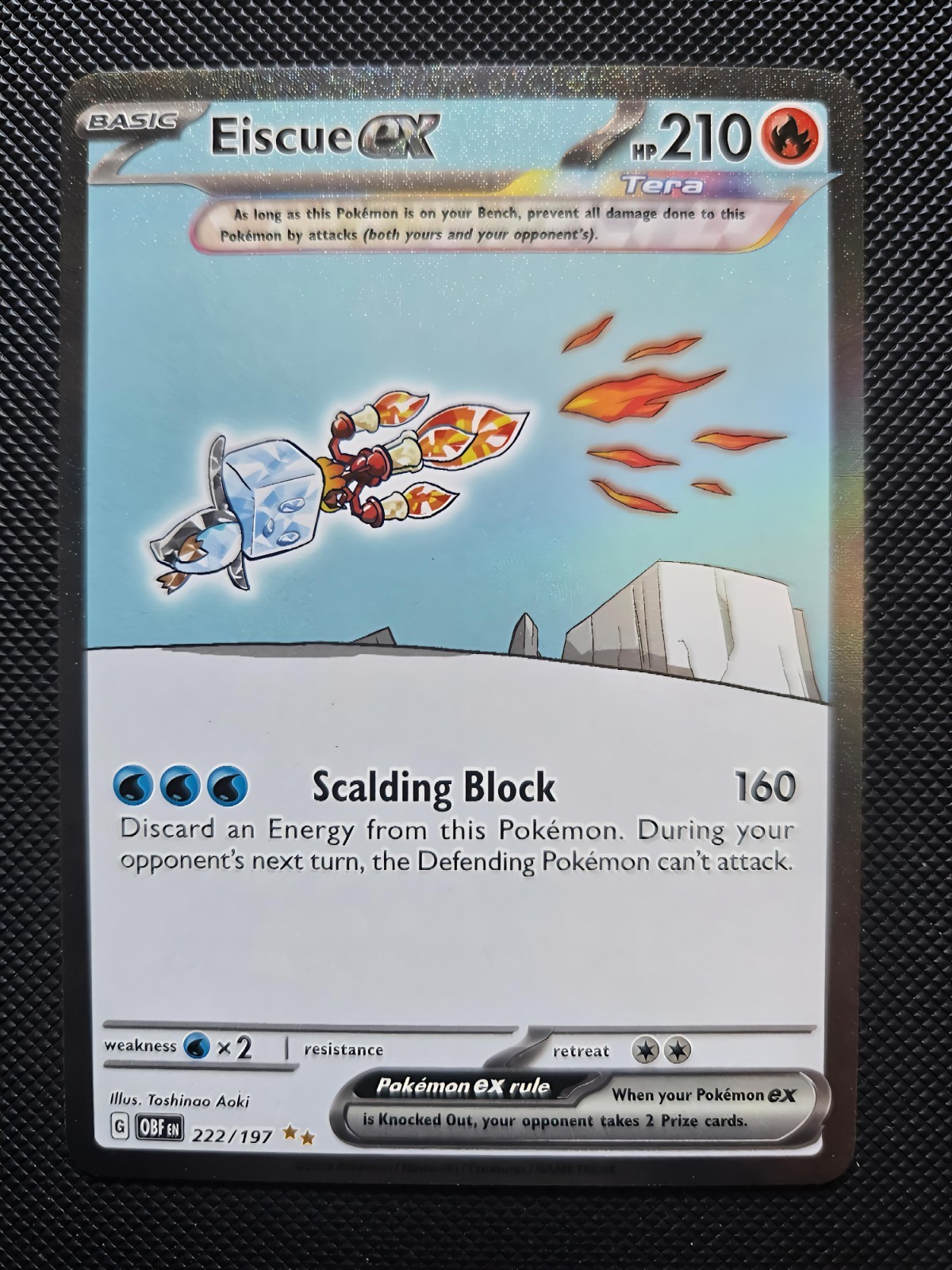 Pokémon TCG Eiscue ex SV03: Obsidian Flames 222/197 Holo Special Illustration NM