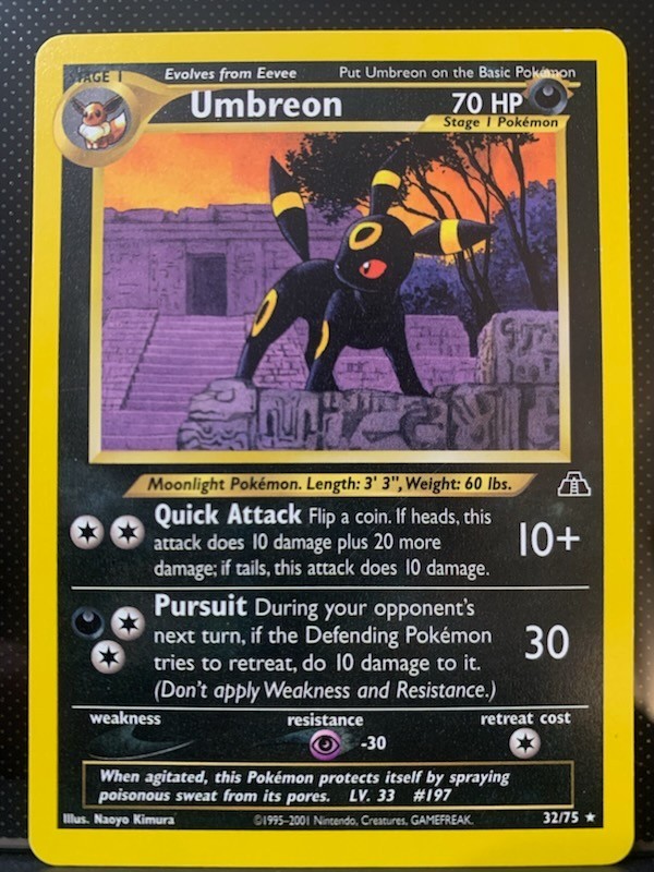 Pokémon TCG Umbreon Card Neo Discovery 32/75 Unlimited Edition, Regular Rare NM