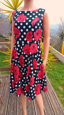 Robe Rockabilly Noir Pois Blancs & Roses Rouges – Grace Karin XL – Pin-Up...