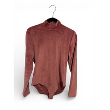 American Eagle Women s pink velvet mock neck bodysuit size Large Y2K style