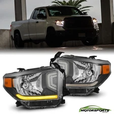 Fit 2014-2021 Toyota Tundra G2 Headlights w/DRL+Sequential Turn Signal Black