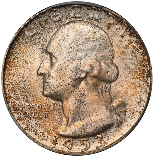 1953 S Toned Washington Quarter CAC MS 65 See Video Toning Silver Coin 25C CACG