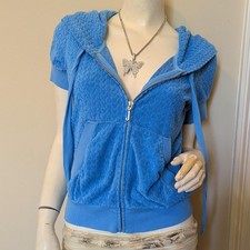 Y2K JUICY COUTURE zip up jacket hoodie with puffy heart Terry cloth pink tag