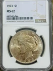 1923 Silver Peace Dollar $1 - NGC MS62 - Philadelphia Beautiful Tone Amazing