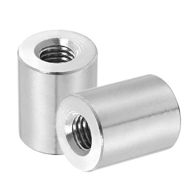 2Pcs 304 Stainless Steel M10x1.5mm Round Coupling Nuts, 0.79x0.98''(ODxH)