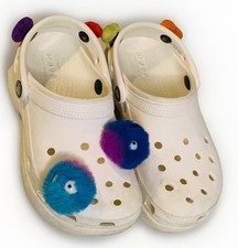 CROCS Women  s Classic Platform Clog 206750-2Y2 White Size 5 W/ Jibbitz Charms