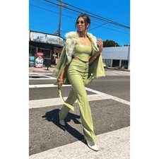 Show Me Your Mumu Tribeca Faux Leather Trouser Sage Small