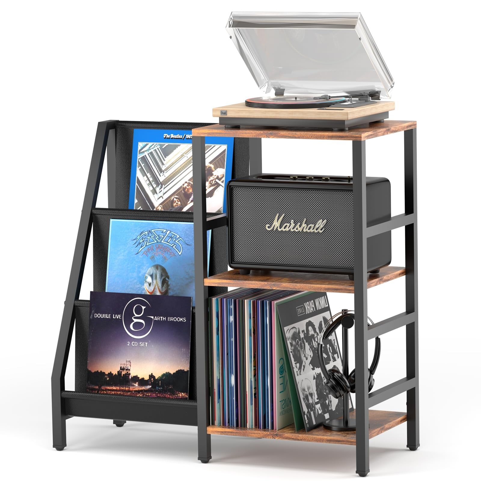 3-Tier Vinyl Record Player Stand with Turntable Storage for 20 LPs
