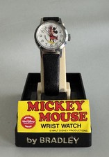 Vintage Bradley Mickey Mouse Watch Hong Kong w/ Stand  Warranty Booklet