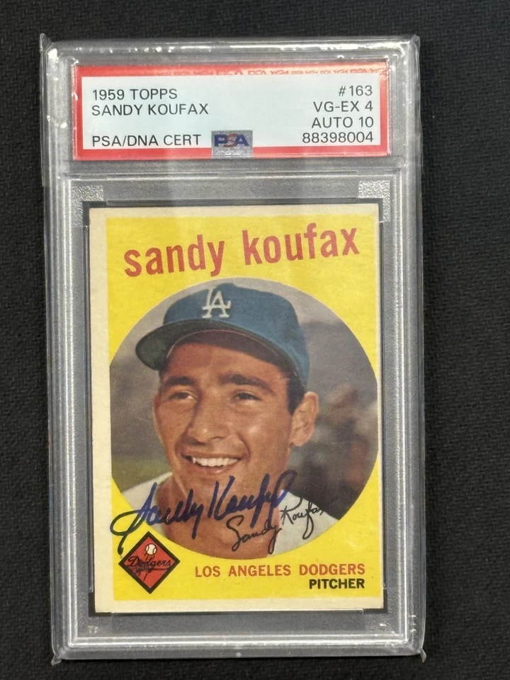 Sandy Koufax 1959 Topps Bright Hand Signed PSA 4 Auto 10 Dodgers #163