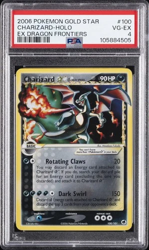 2006 POKEMON EX DRAGON FRONTIERS GOLD STAR #100 CHARIZARD-HOLO PSA 4