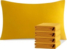 Queen Pillowcase Set - 4 Pack Brushed Queen 20" x 30" Ginger Yellow