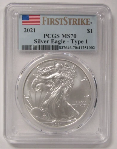 2021 American Silver Eagle Type 1 PCGS MS70 First Strike