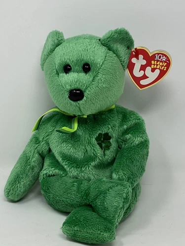 TY DUBLIN Vintage 2002 Y2K Original Beanie Baby Green Hologram Pellets Plush